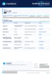 5-Amino-1MQ 10 mg batch coa: first page, low-resolution preview