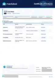 Acetic Acid Water 5 mL batch coa: first page, low-resolution preview