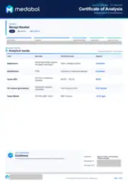 Benzyl Alcohol 3 mL batch coa: first page, low-resolution preview