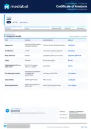 DSIP 2 mg batch coa: first page, low-resolution preview