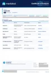 FOXO4-DRI 2 mg batch coa: first page, low-resolution preview