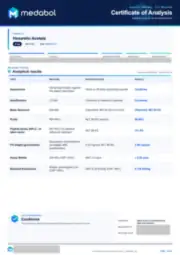 Hexarelin Acetate 2 mg batch coa: first page, low-resolution preview