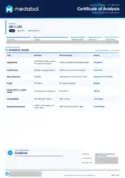 IGF-1 LR3 1 mg batch coa: first page, low-resolution preview