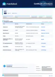 KPV 5 mg batch coa: first page, low-resolution preview