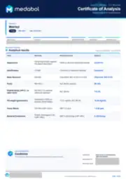 Matrixyl 10 mg batch coa: first page, low-resolution preview
