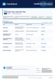Tesamorelin 10mg + Ipamorelin 10mg 20 mg batch coa: first page, low-resolution preview