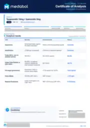 Tesamorelin 10mg + Ipamorelin 5mg 15 mg batch coa: first page, low-resolution preview
